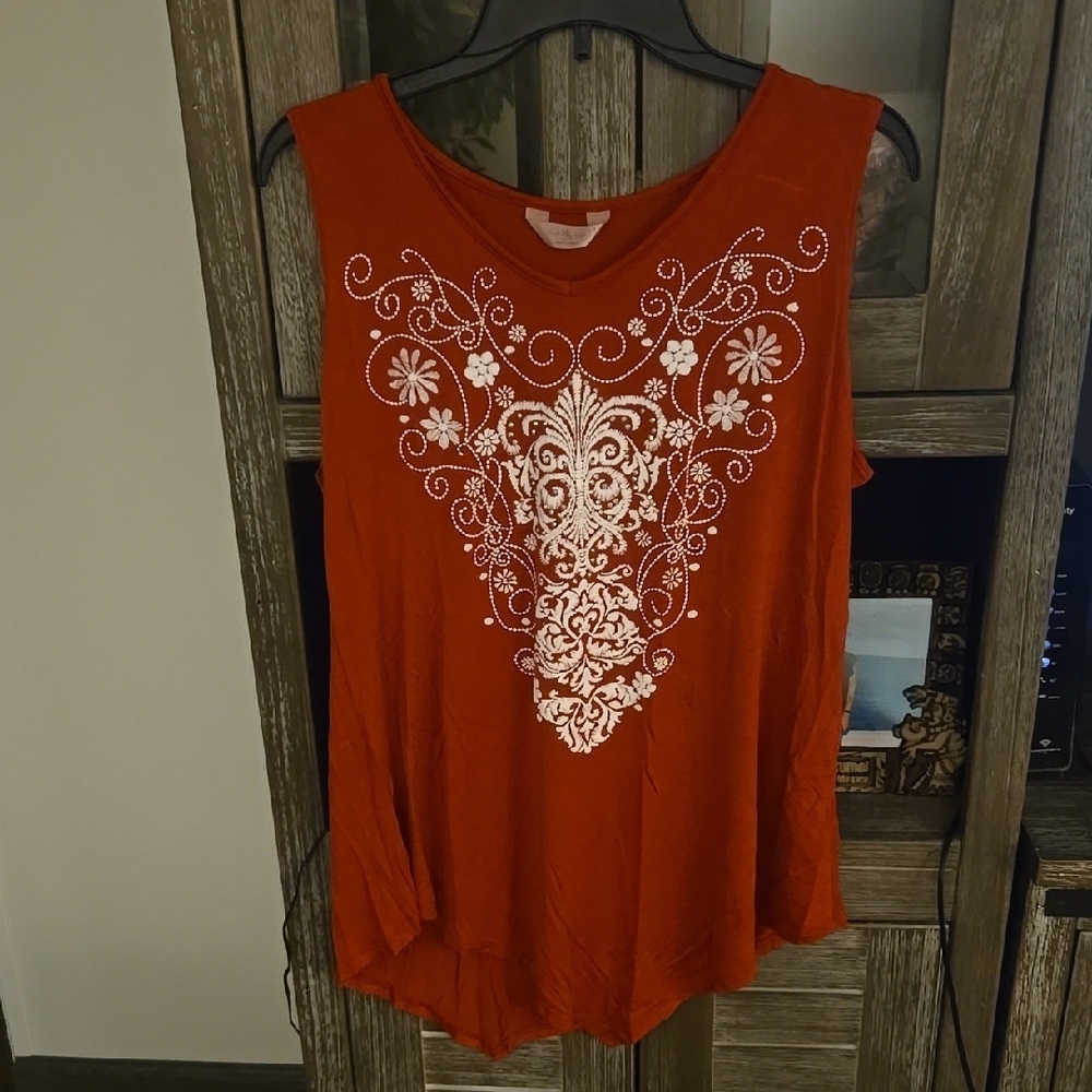 SJS Orange Graphic Tank Top Relaxed Fit